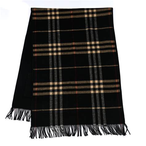 BURBERRY Merino Wool Cashmere Check Pocket Scarf Black 